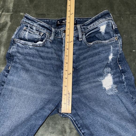Hollister Ultra High-Rise Vintage Straight Jeans Womens 5R Blue Denim Distressed - Picture 7 of 9